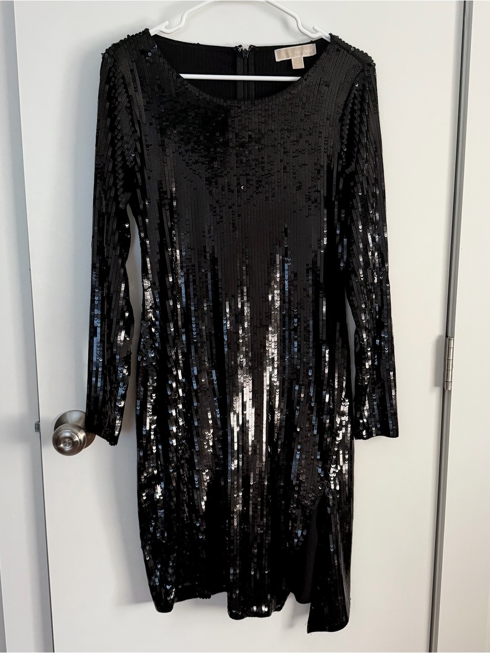 Michael Kors Black Sequin Long Sleeve Cocktail Dress